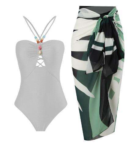 2025 hot sale color printing swimsuit skirt set
