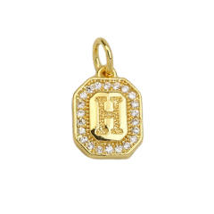 Square Zircon Copper Plated 18K initial letter Pendant Necklace