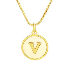 18K Gold initial letter pendant gold plated copper Necklace