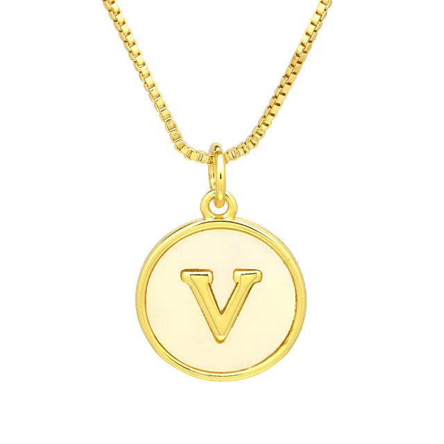 18K Gold initial letter pendant gold plated copper Necklace