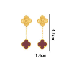 Classic colorful mother shell four leaf clover copper earrings