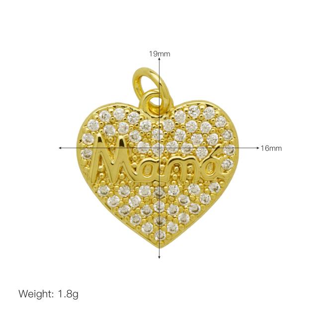 Elegant heart pendant diamond mother's day jewelry charm pendant