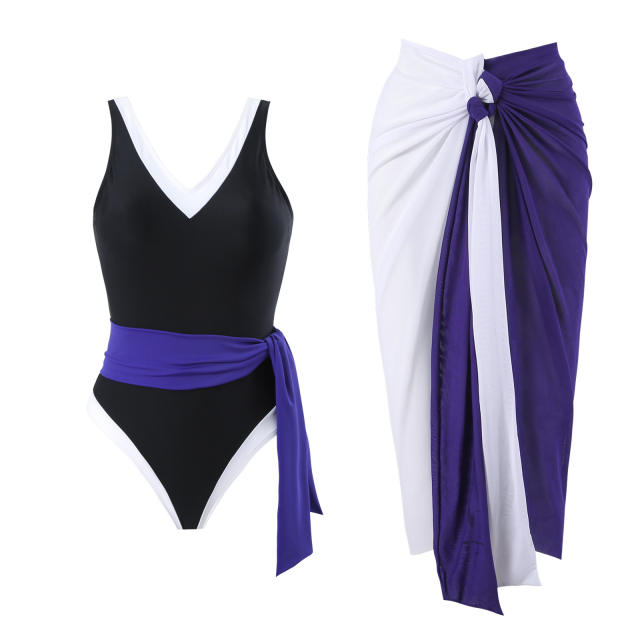 2025 hot sale color printing swimsuit skirt set