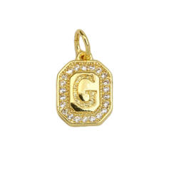 Square Zircon Copper Plated 18K initial letter Pendant Necklace