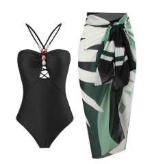 2025 hot sale color printing swimsuit skirt set