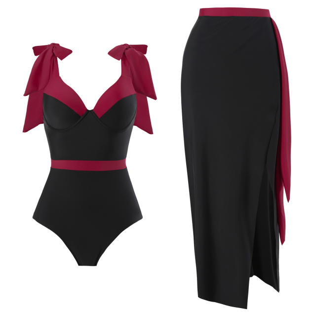 2025 hot sale color printing swimsuit skirt set