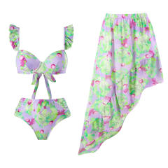 2025 hot sale color printing swimsuit skirt set