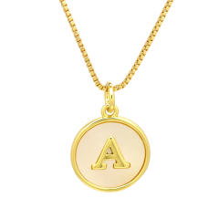 18K Gold initial letter pendant gold plated copper Necklace