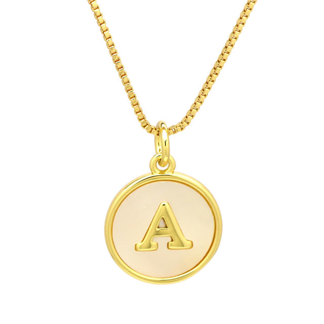 18K Gold initial letter pendant gold plated copper Necklace
