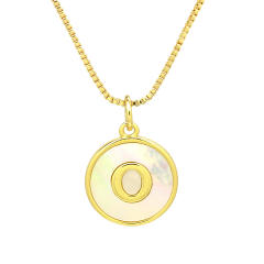 18K Gold initial letter pendant gold plated copper Necklace