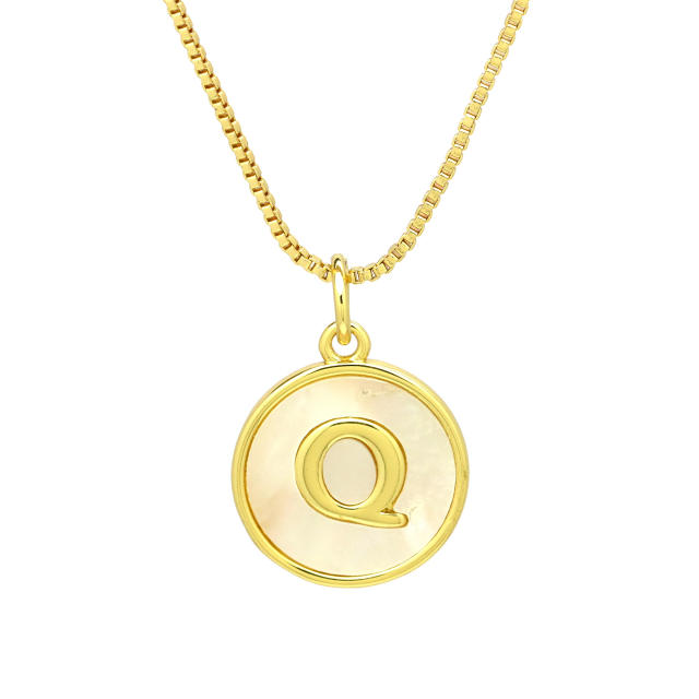 18K Gold initial letter pendant gold plated copper Necklace