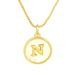 18K Gold initial letter pendant gold plated copper Necklace
