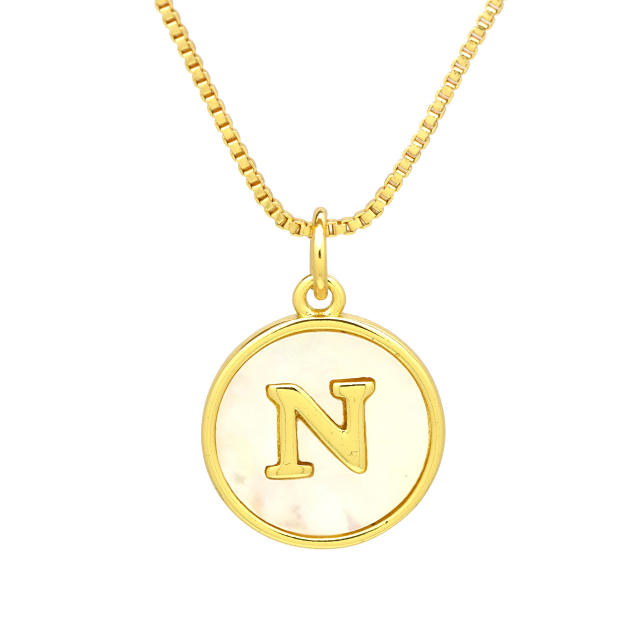 18K Gold initial letter pendant gold plated copper Necklace