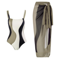 2025 hot sale color printing swimsuit skirt set