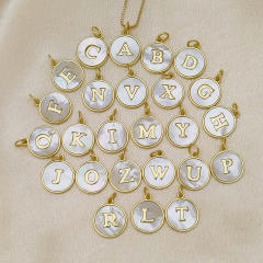 18K Gold initial letter pendant gold plated copper Necklace