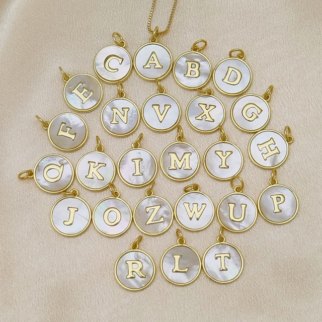 18K Gold initial letter pendant gold plated copper Necklace
