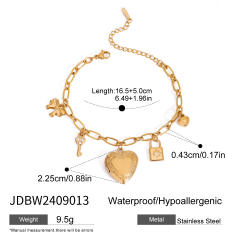 Locket heart charm stainless steel bracelet