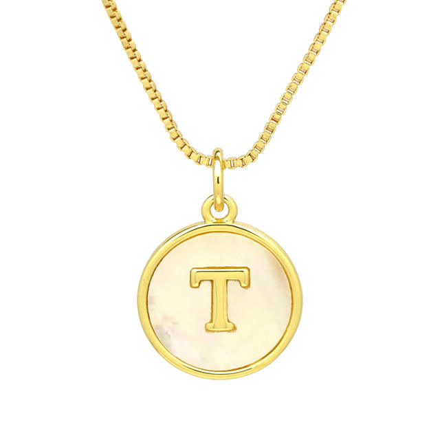 18K Gold initial letter pendant gold plated copper Necklace