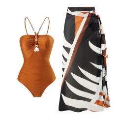 2025 hot sale color printing swimsuit skirt set
