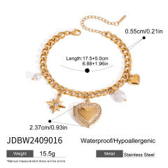 Locket heart charm stainless steel bracelet