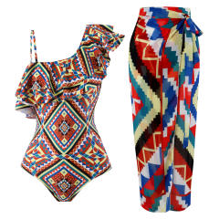 2025 hot sale color printing swimsuit skirt set
