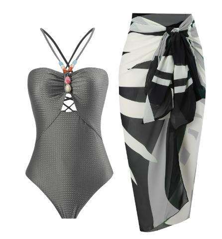 2025 hot sale color printing swimsuit skirt set