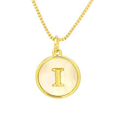 18K Gold initial letter pendant gold plated copper Necklace
