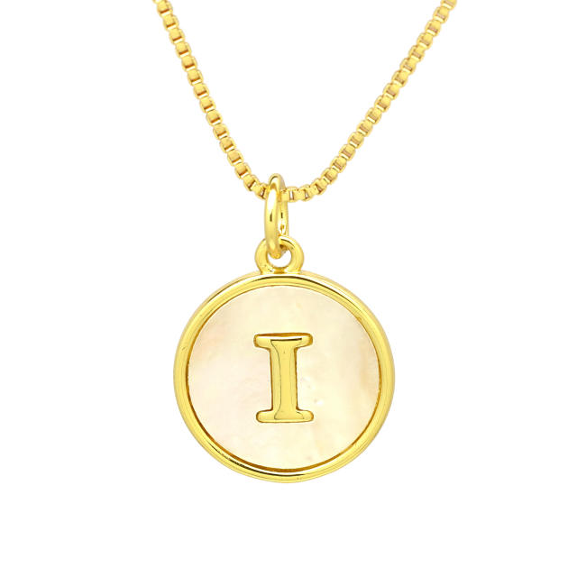 18K Gold initial letter pendant gold plated copper Necklace