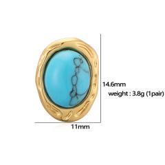 Vintage turquoise stone flower stainless steel earrings