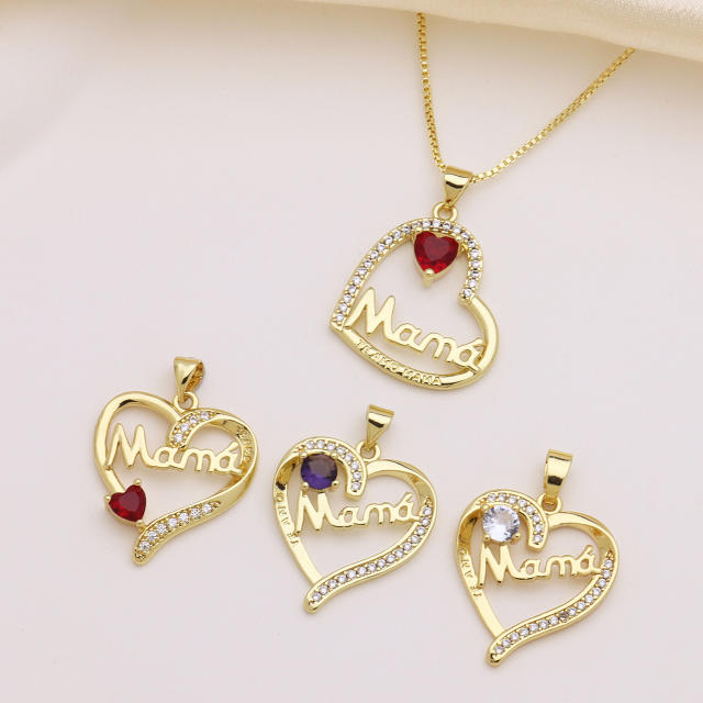 Heart shape diamond pendant mother's day gift diy jewelry charm