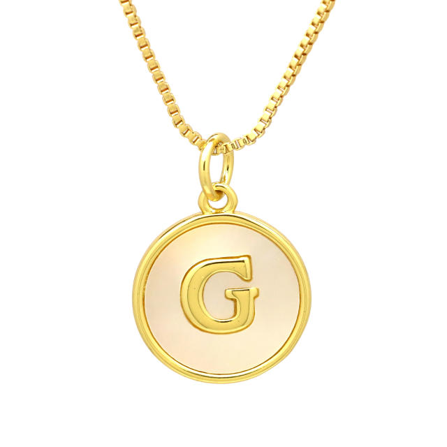 18K Gold initial letter pendant gold plated copper Necklace