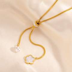 Non-fading Pearl Summer Women's Tassel Heart Necklace stainless steel necklace long necklace
