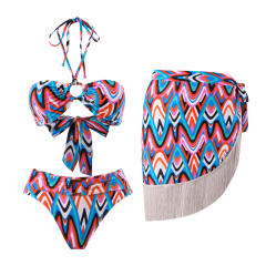 2025 hot sale color printing swimsuit skirt set
