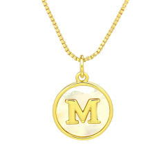 18K Gold initial letter pendant gold plated copper Necklace