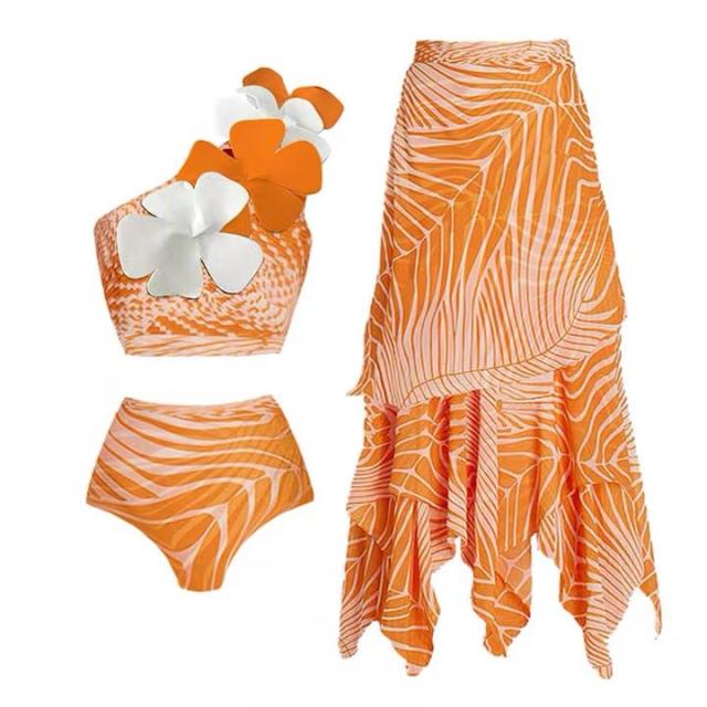 2025 hot sale color printing swimsuit skirt set