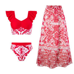 2025 hot sale color printing swimsuit skirt set