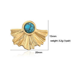Vintage turquoise stone flower stainless steel earrings
