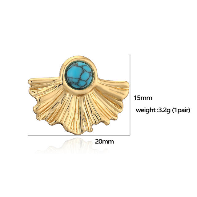 Vintage turquoise stone flower stainless steel earrings