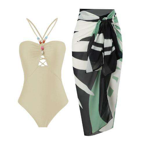 2025 hot sale color printing swimsuit skirt set