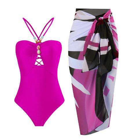 2025 hot sale color printing swimsuit skirt set