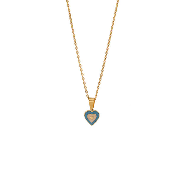 Color enamel flower butterfly heart elephant pendant stainless steel necklace