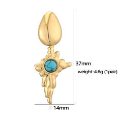 Vintage turquoise stone flower stainless steel earrings