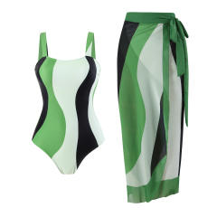 2025 hot sale color printing swimsuit skirt set