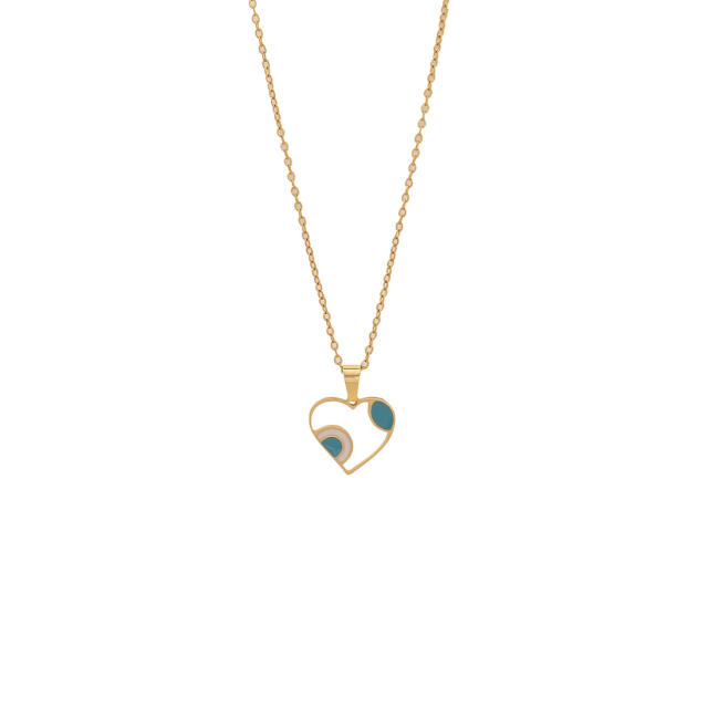 Color enamel flower butterfly heart elephant pendant stainless steel necklace