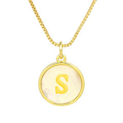 18K Gold initial letter pendant gold plated copper Necklace