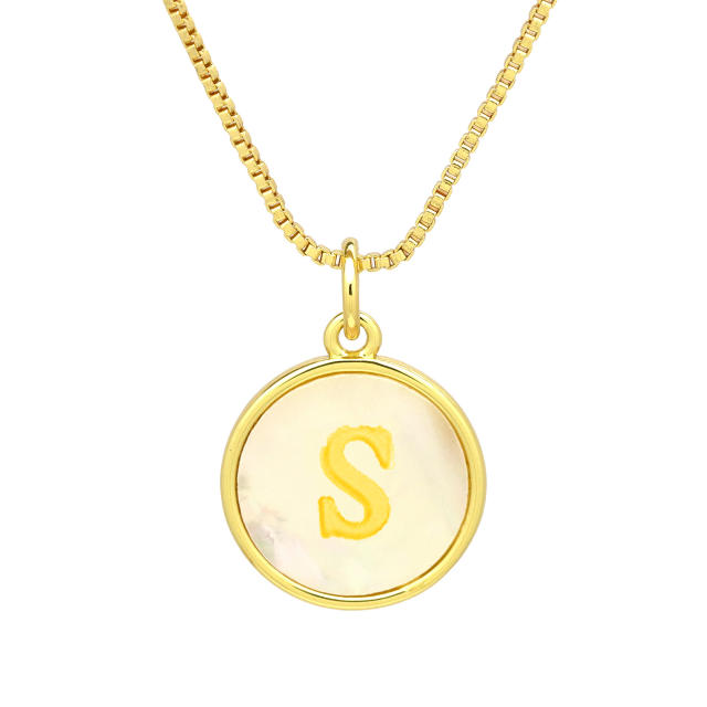 18K Gold initial letter pendant gold plated copper Necklace