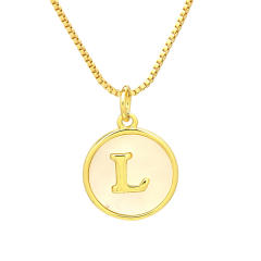 18K Gold initial letter pendant gold plated copper Necklace