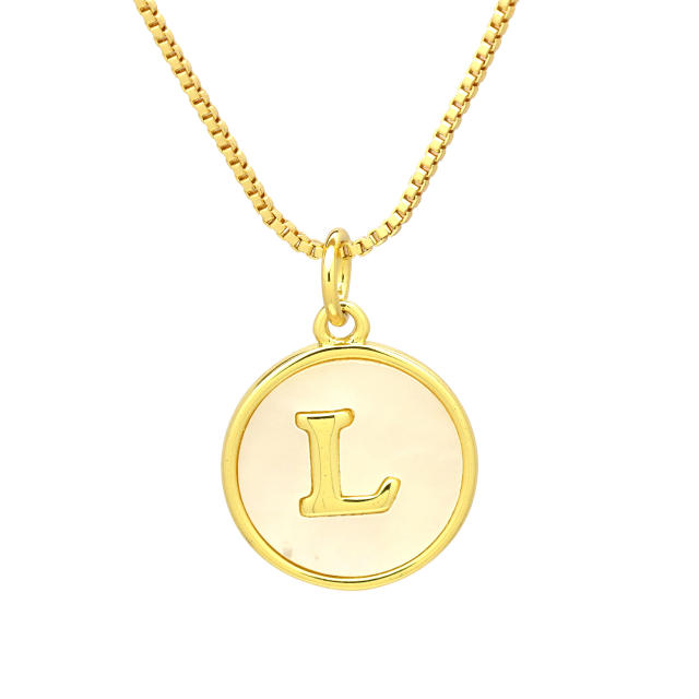 18K Gold initial letter pendant gold plated copper Necklace