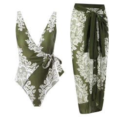 2025 hot sale color printing swimsuit skirt set