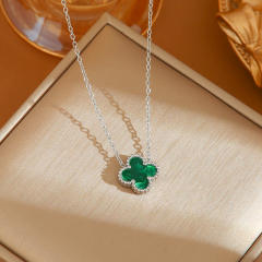 Double-sided Colorful Four-leaf Clover stainless steel necklace